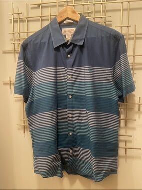Original Penguin Blue Striped Short-Sleeve Button-Down Shirt